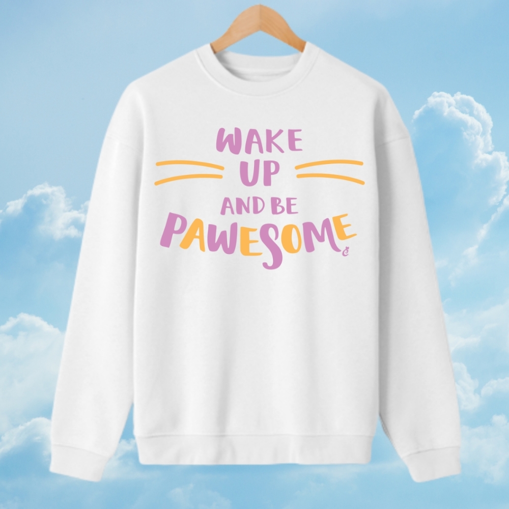 Wake Up and Be Pawesome sweatshirt NEW NWT CatLadyBox cozy warm shirt women